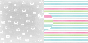 Dini Design - Scrapbook Papier - ca. 30x30cm - Bulli trifft Streifen 10 Bögen