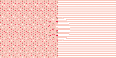 Dini Design - Scrapbook Papier - ca. 30x30cm - Kirschen-Streifen 10 Bögen