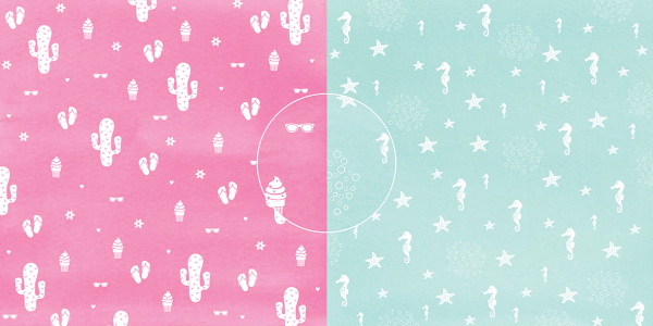 Dini Design -  Scrapbook Papier -  ca. 30x30cm -  Kaktus am Meer 10 Bögen