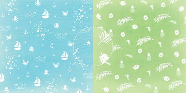 Dini Design - Scrapbook Papier - ca. 30x30cm - Meeres-Dschungel 10 Bögen