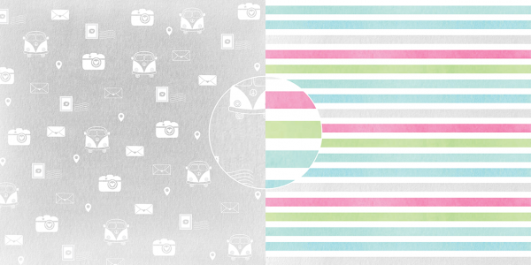 Dini Design - Scrapbook Papier - ca. 30x30cm - Bulli trifft Streifen 10 Bögen