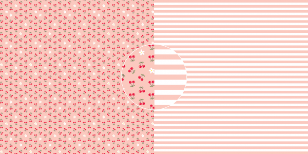 Dini Design - Scrapbook Papier - ca. 30x30cm - Kirschen-Streifen 10 Bögen