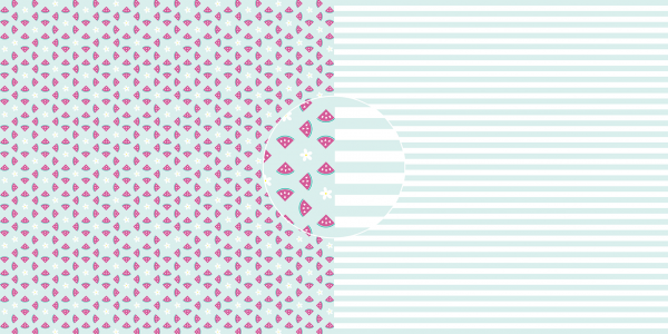Dini Design - Scrapbook Papier - ca. 30x30cm - Wassermelonen-Streifen 10 Bögen