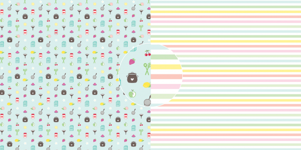 Dini Design - Scrapbook Papier - ca. 30x30cm - Marmelade-Streifen 10 Bögen