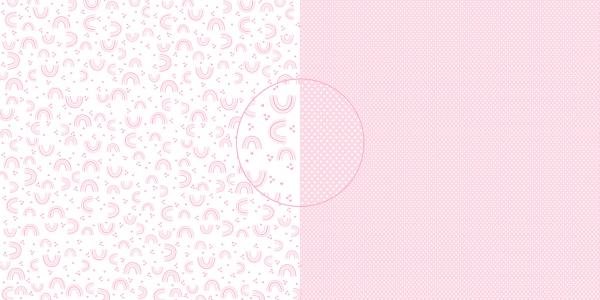 Dini Design - Scrapbook Papier - ca. 30x30cm - zuckerrosa Regenbogen/Punkte 10 Bögen