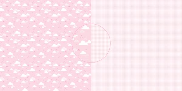 Dini Design - Scrapbook Papier - ca. 30x30cm - zuckerrosa Wolken/Vichykaro 10 Bögen