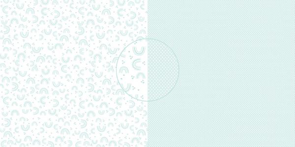Dini Design - Scrapbook Papier - ca. 30x30cm - zuckerblau Regenbogen/Punkte 10 Bögen