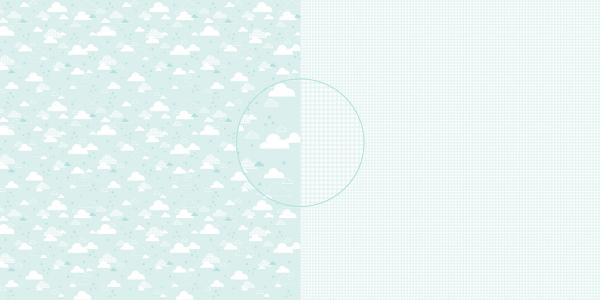 Dini Design - Scrapbook Papier - ca. 30x30cm - zuckerblau Wolken/Vichykaro 10 Bögen